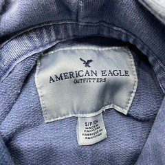 AMERICAN EAGLE Pullover Drawstring Tie Blue Hooded T-Shirt Men’s Size Small