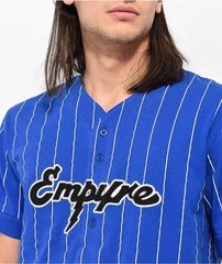 Empyre All Time Blue Stripe Baseball Jersey Button Up Men’s Size Large