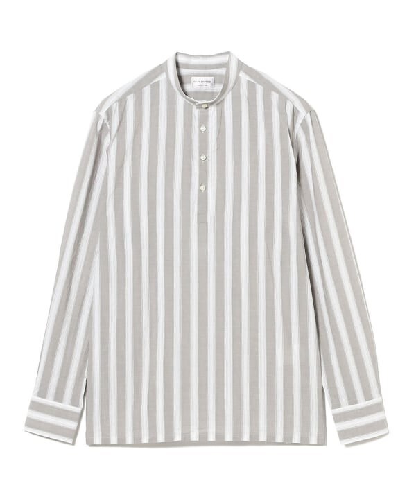 (ASK availability First) GUY ROVER Cotton linen striped band collar shirts new