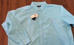 NWT Men’s 3XB Polo Ralph Lauren Oxford Long Sleeve Shirt Big 3XL Sea Green Blue
