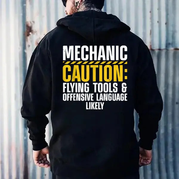 Mechanic Caution Flying Tools Offensive Language Likely T-Shirt, Funny Mechanic