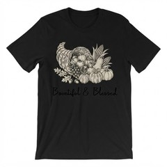 Bountiful & Blessed Thanksgiving Cornucopia Autumn Harvest Fall T-shirt