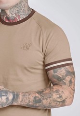 SikSilk Men’s Short Sleeved Muscle Fit Crew Neck Tournament T-Shirt Tee Beige an