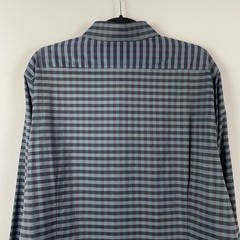 Express Performance Slim Fit Button Up Shirt Mens XL Gray Black Moisture Wick