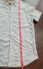FREE PLANET Mens MEDIUM Button Front Blue White Short Sleeve Casual Cotton Shirt