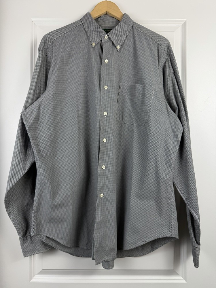 Lauren Ralph Lauren Micro Gingham Button Down Shirt Classic 90s 16.5 / 35-37