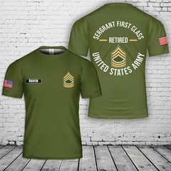 Personalized Name US Army Sergeant First Class 3D T-Shirt Fullsize S-5XL