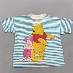 Vintage Disney Winnie the Pooh Shirt adult large blue striped piglet 90s Boxy