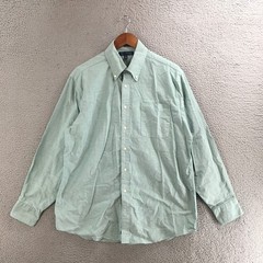 Tommy Hilfiger Regular Fit Button-Down Shirt Men L 34-35 Sage Green Long Sleeve