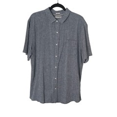 Hawker Rye Men’s Linen Blend Button Down Chambray Short Sleeve Shirt XL NWOT