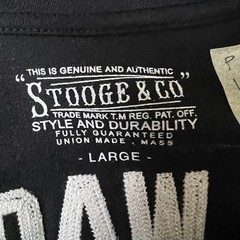 STOOGE & CO “knowledge, harlem deathtrap, waco texas” long sleeve black shirt L