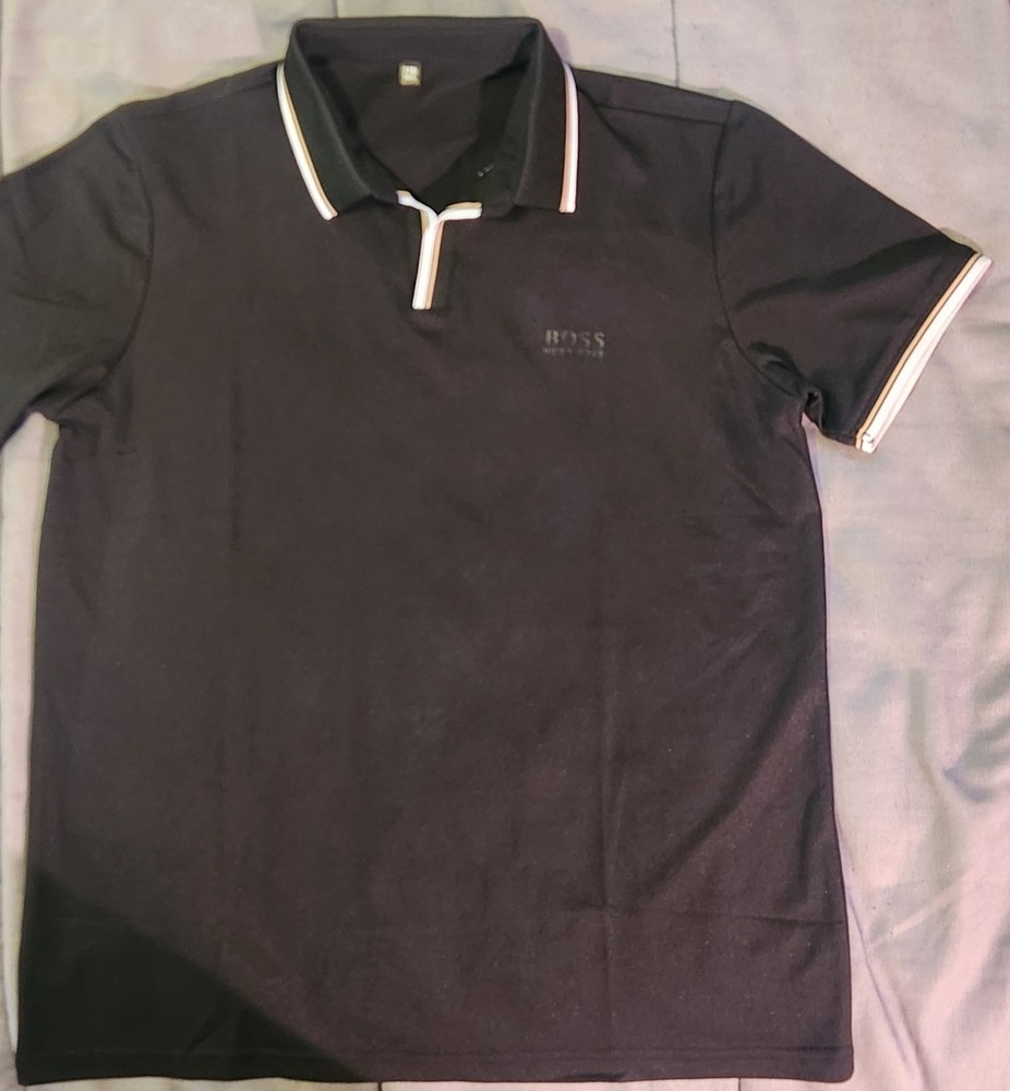 Boss Black Label Men’s Black Parlay Tipped Short Sleeve Polo Shirt Medium/Small