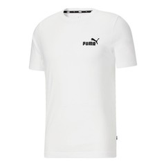 PUMA Essentials Embroidery Logo Crew Neck Short Sleeve T-Shirt Mens White Casual