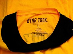 Star Trek Kirk USS Enterprise Double Sided Yellow T Shirt Size L