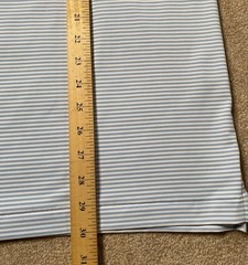 Peter Millar Large Men Performance Polo White Sky Blue Stripes EUC