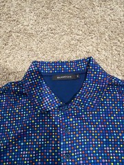 Bugatchi Polo Shirt Fall 2021 Collection Blue with Multi Color Dot Pattern