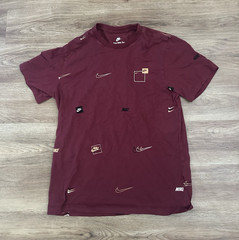 Nike The Nike Tee Men’s S Burgundy Graphic Logo Print Jersey Cotton Crewneck