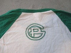Vintage Pat Green Anvil Shirt Mens Medium White Green Raglan 3/4 Sleeve Baseball