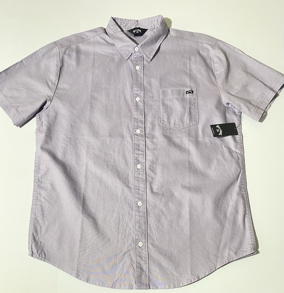 Billabong Corrona Short Sleeve Button Up Shirt Size Medium- Lavender NWT