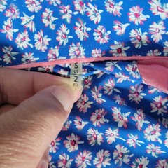 Bertigo Button Up Shirt Small Pink Blue Swiss Dots Floral Flip Cuff Long Sleeve