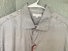NWT-Consequence Mens SS Button Up Euro Style LG-Slim Fit-Cotton Blend Shirt