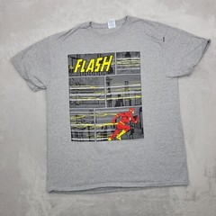 The Flash Shirt Mens Large Crewneck DC Comics Cartoon Hero Justice League Adult*