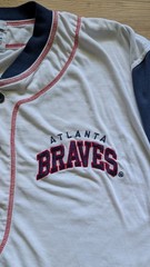 Vintage Starter Atlanta Braves Henley Jersey Shirt Mens XL 90s MLB Embroidered