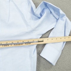Lipson Shirtmakers Shirt Mens 16.5 Light Blue Classic Cotton Linen Button Up