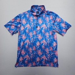 Con.Struct Quick Dry Performance Polo Mens Medium Tropical Print Stretch Golf