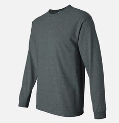 Gildan Ultra Cotton Long Sleeve T-Shirt Style G2400, Dark Heather (1 Pack)- 2XL