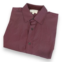 CON.STRUCT Construct Button Up Shirt Slim Fit Stretch Pattern Mens Size M Red
