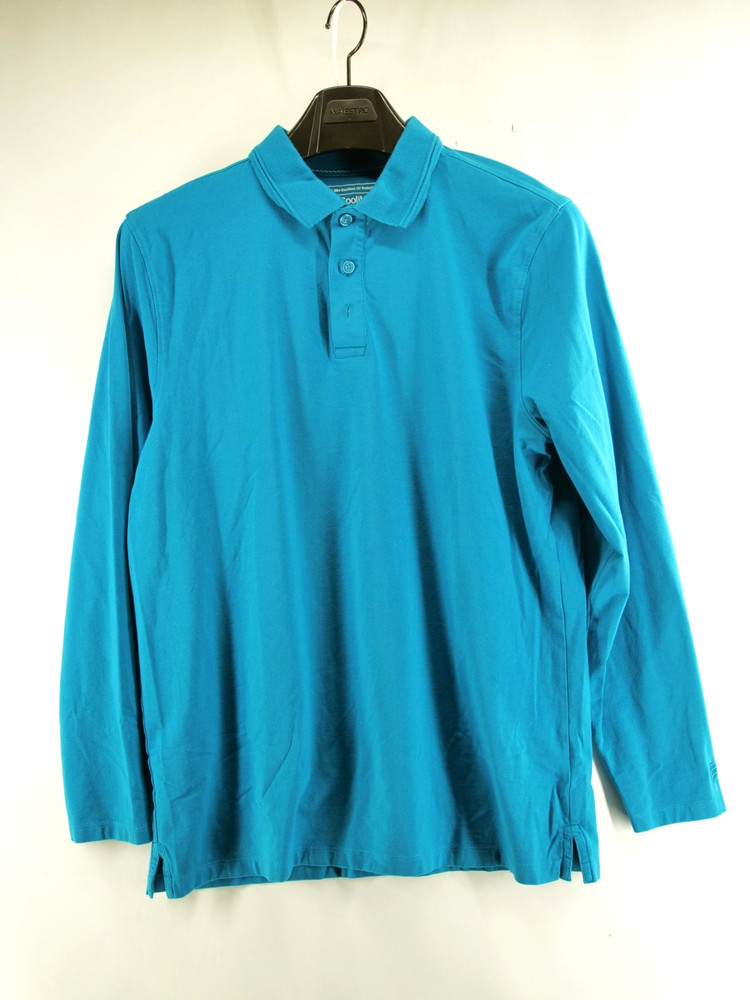 Coolibar Polo Shirt Mens Medium Green Long Sleeve UPF 50+ Stretch UV
