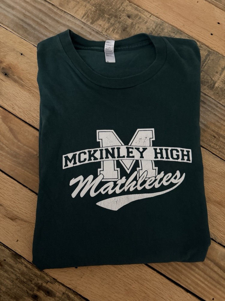 McKinley High School Mathlete Vintage Look Green T-Shirt XL Glee Freaks Geeks