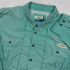 Magellan Fishing Shirt Mens 3XL Teal Houndstooth Aransas Pass Vented Wicking