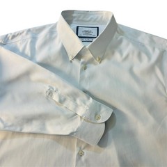 Charles Tyrwhitt White Dress Shirt Mens 20 / 37 Button Up Classic Fit Non Iron