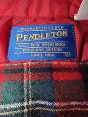Pendleton Woolen Mills Men’s Large Red Green Wool Plaid Shirt Made In USA
