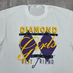 Vintage Diamond Cabaret T-Shirt Mens XL White Strip Gentlemans Club Girls 80s