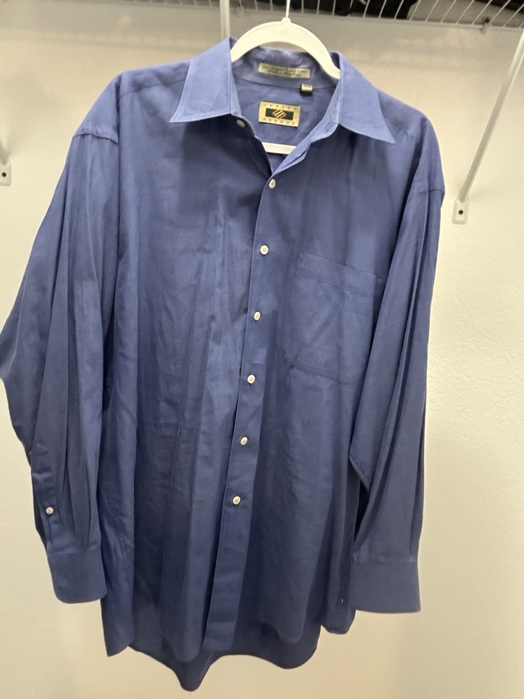 Joseph Abboud Men’s Solid Blue Cotton Dress Shirt 32/33 Long Sleeve Pockets