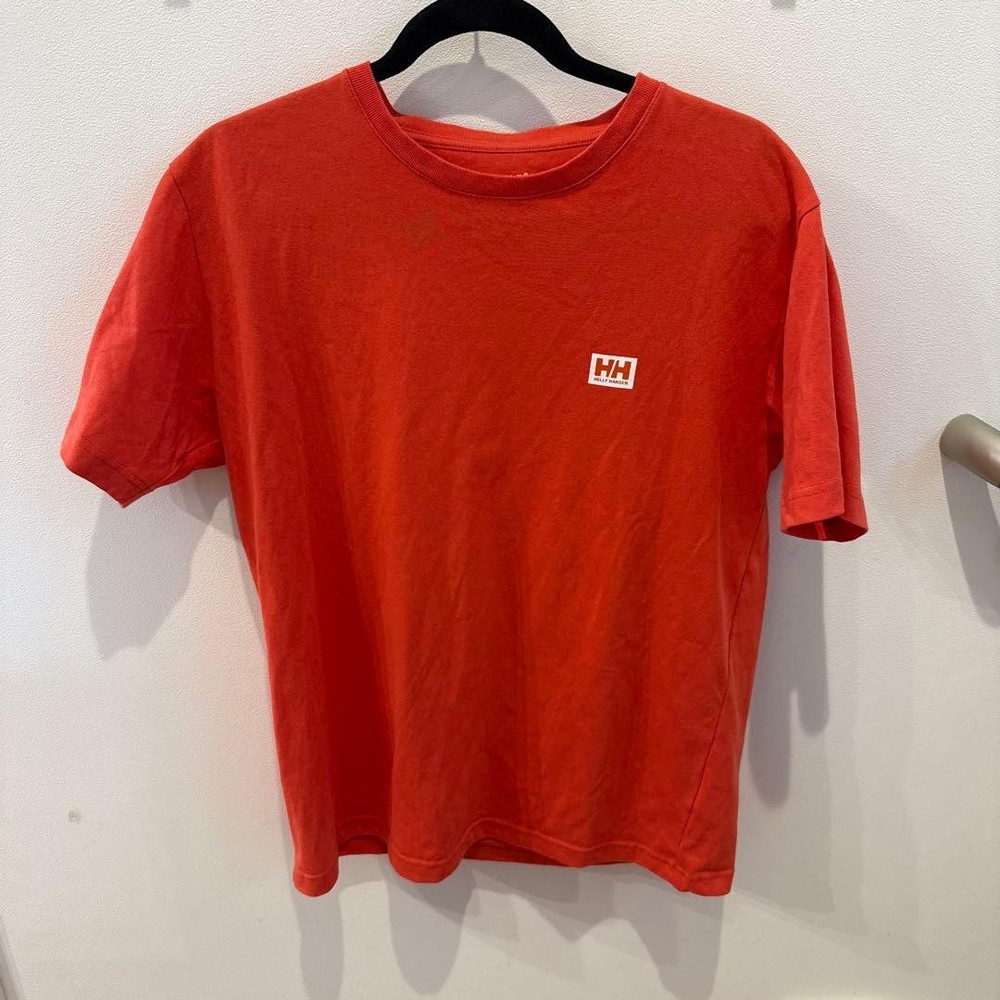 Helly Hansen Orange Crew Neck T-Shirt L Logo Cotton Active Wear