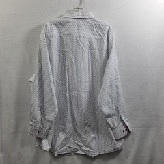 Paul Fredrick Button Down White with Blue/Pink Geometric Print Size 19×35 1724-