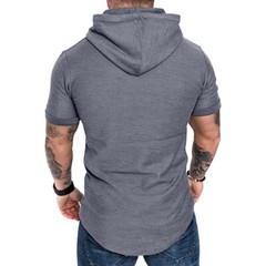 Men’s Hooded Short Sleeve Sporty T-Shirt Slim Gym Muscle Tee Hoodie Tops Blouses