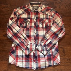 BKE Men’s XL Long Sleeve Standard Fit Pearl Snap Western Shirt Red Black Plaid