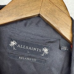 AllSaints Shirt Mens Large Black Floral Relaxed Button Hawaiian Camp Vacation