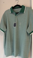 Club Room Strch Polo Green Stripes Size L Msrp $49.50