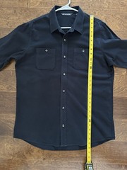 TravisMathew Men’s L Black Solid Long Sleeve Point Collar Pockets Button-Up