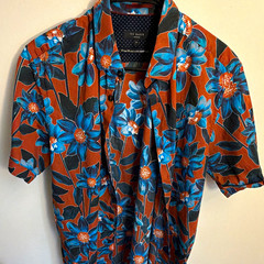 Ted Baker London Men’s Floral Hawaiian Short Sleeve Shirt Size 4 (Large)