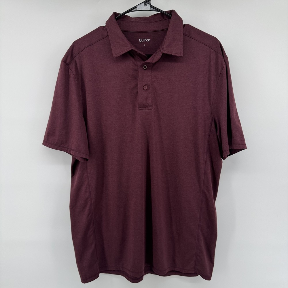 Quince Flowknit Breeze Performance Polo Polo Mens L Burgundy Short Sleeve Solid