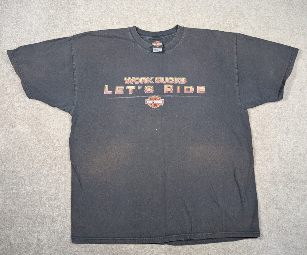 Harley Davidson Tshirt Work Sucks Let’s Ride Wilkesboro, NC – Size 2XL