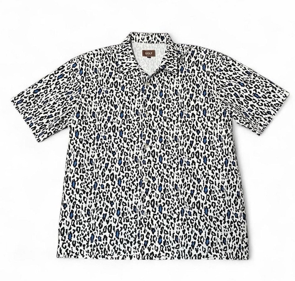 Golf Le fleur digital Leopard print button up size large