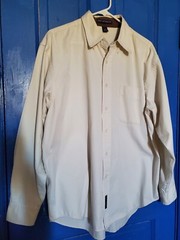 🛳PORT AUTHORITY🛳 Cotton/Polyester Beige Long Sleeve Dress Shirt Men’s Sz. Lg.